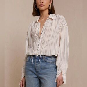 A.L.C. Carissa Long Sleeve Top in Lavender/Ivory Stripes Size 0